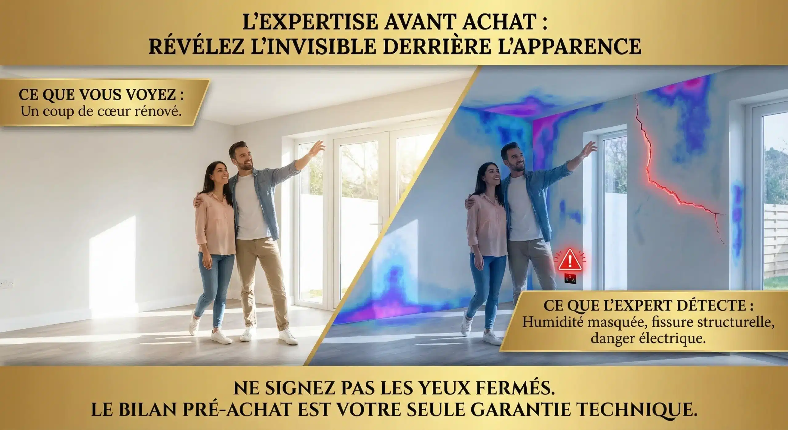 Illustration des désordres cachés détectés lors d'une expertise avant achat